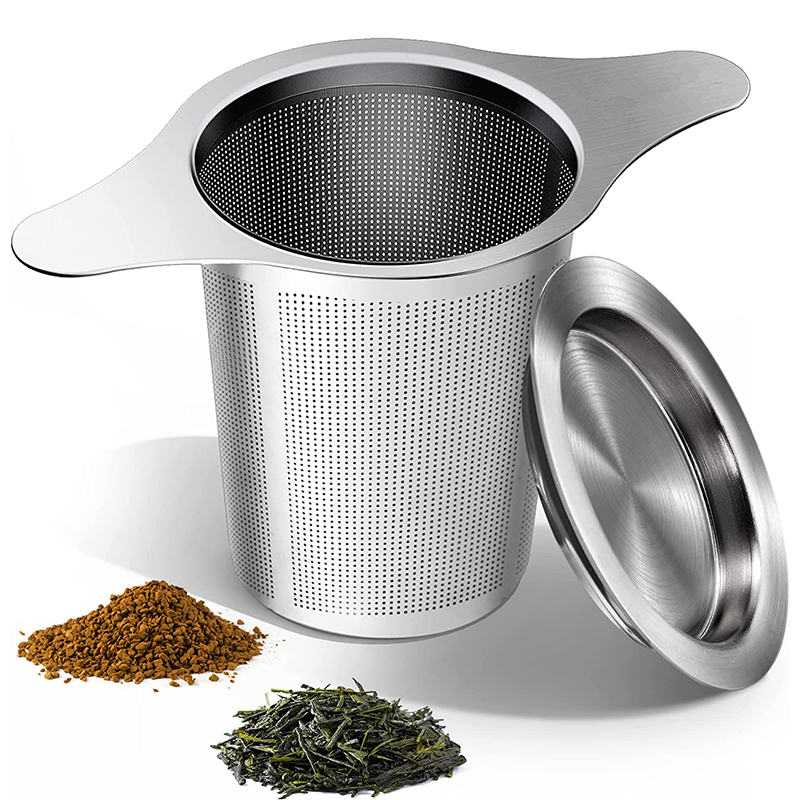 Tea Strainer Mesh - 1 ピース茶注入器バスケットステンレス鋼茶ストレーナー茶フィルター小さなストレーナーと蓋茶ディフューザールースティー YY088