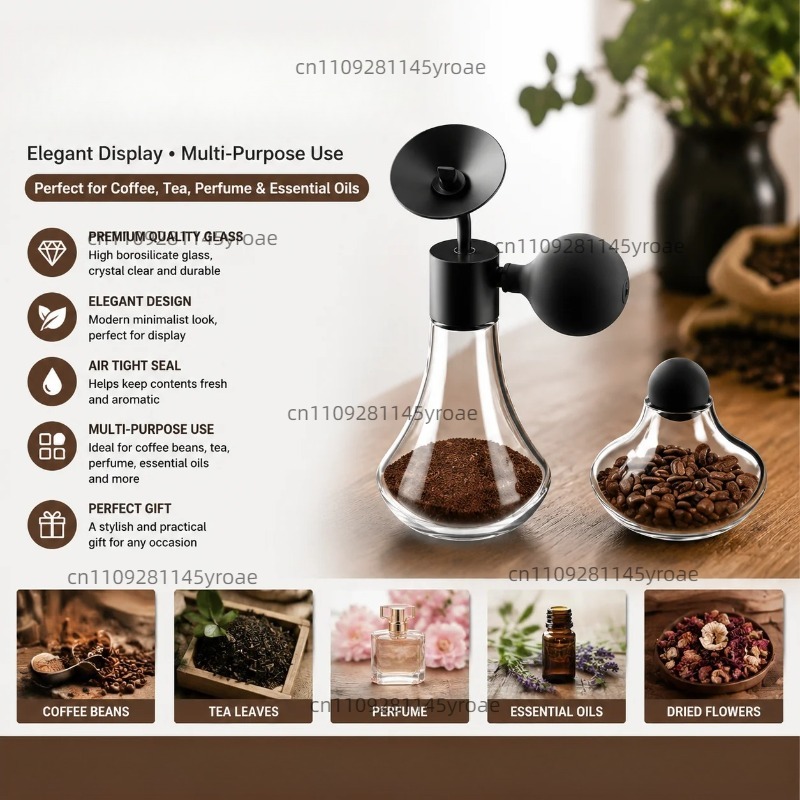 Coffee Bean - ガラス製アロマサンプルボトル コーヒー豆 茶 香水 エッセンシャルオイル ディスプレイジャー