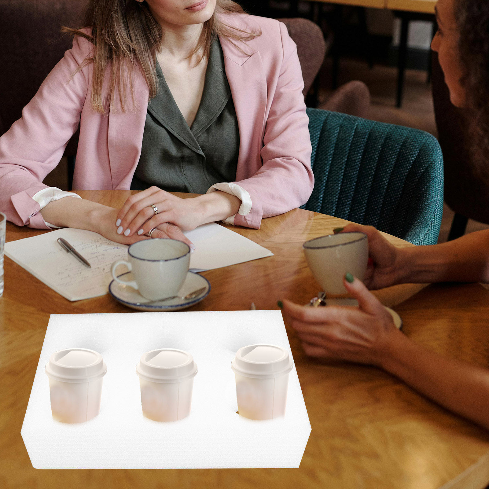 Coffee Tea With Milk - 2個入り飲料カップホルダートレイ、多穴ドリンクキャリア、コーヒー、ミルクティー、テイクアウト用、安全でこぼれにくい、屋外輸送用