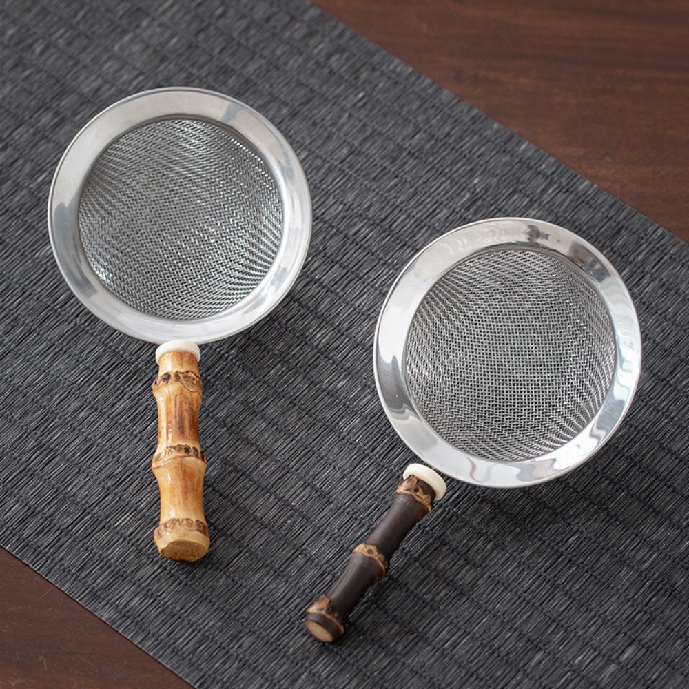Tea Strainer Mesh - 新しいステンレス鋼抹茶ふるい非常に細かいメッシュ防錆茶ストレーナーお手入れ簡単竹食品ふるいキッチン用