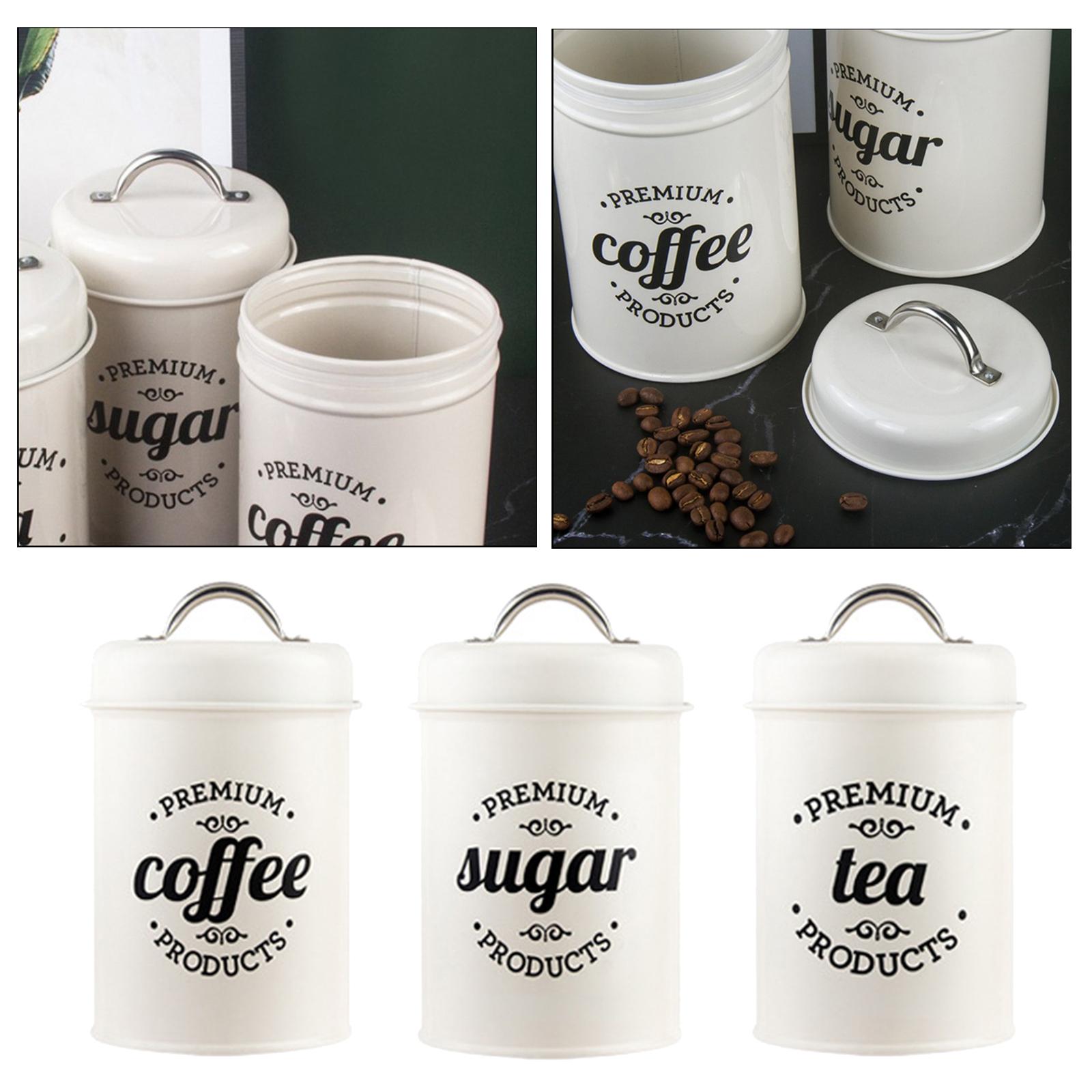キッチン収納用金属製キャニスター、気密コーヒー・紅茶・砂糖容 - Coffee Tea Sugar Container Set のレビューと価格