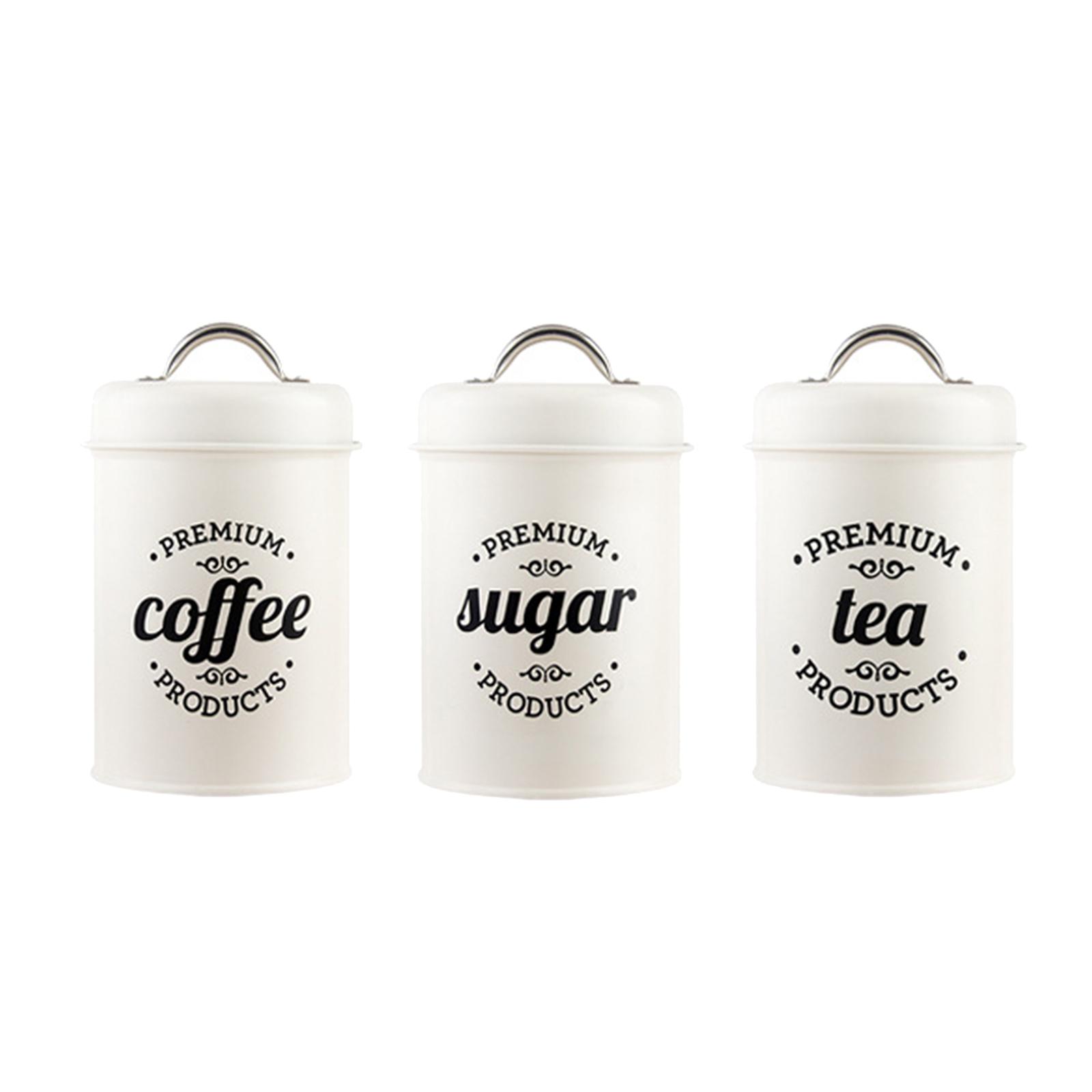 キッチン収納用金属製キャニスター、気密コーヒー・紅茶・砂糖容 - Coffee Tea Sugar Container Set のレビューと価格