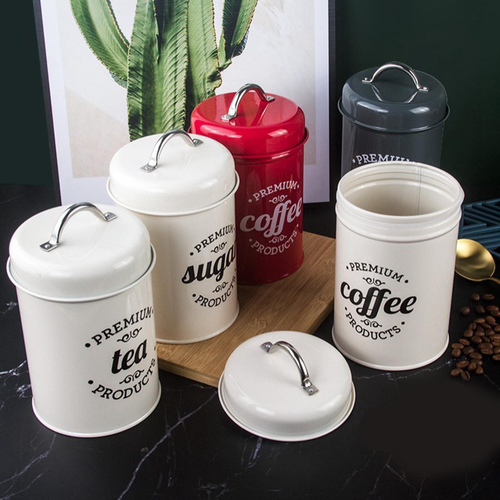 キッチン収納用金属製キャニスター、気密コーヒー・紅茶・砂糖容 - Coffee Tea Sugar Container Set のレビューと価格