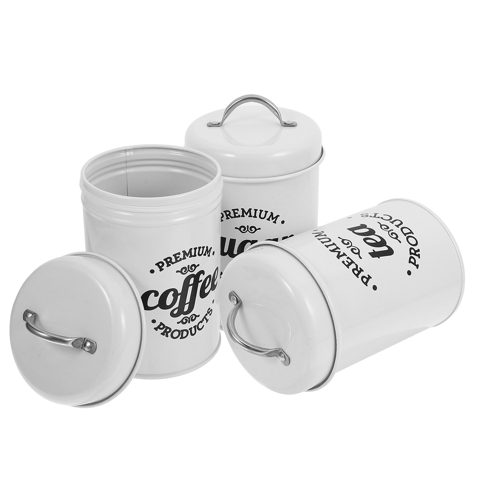 コーヒー、砂糖、スナック、紅茶の保存用密閉金属容器セット キ - Coffee Tea Sugar Container Set のレビューと価格