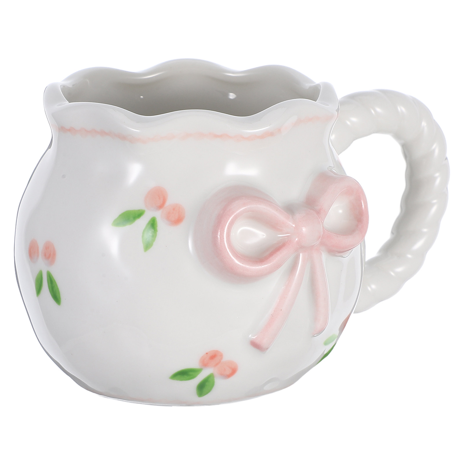 手作りのリボン結びセラミックコーヒーマグカップ 3Dアートデ - Morning Tea Coffee のレビューと価格