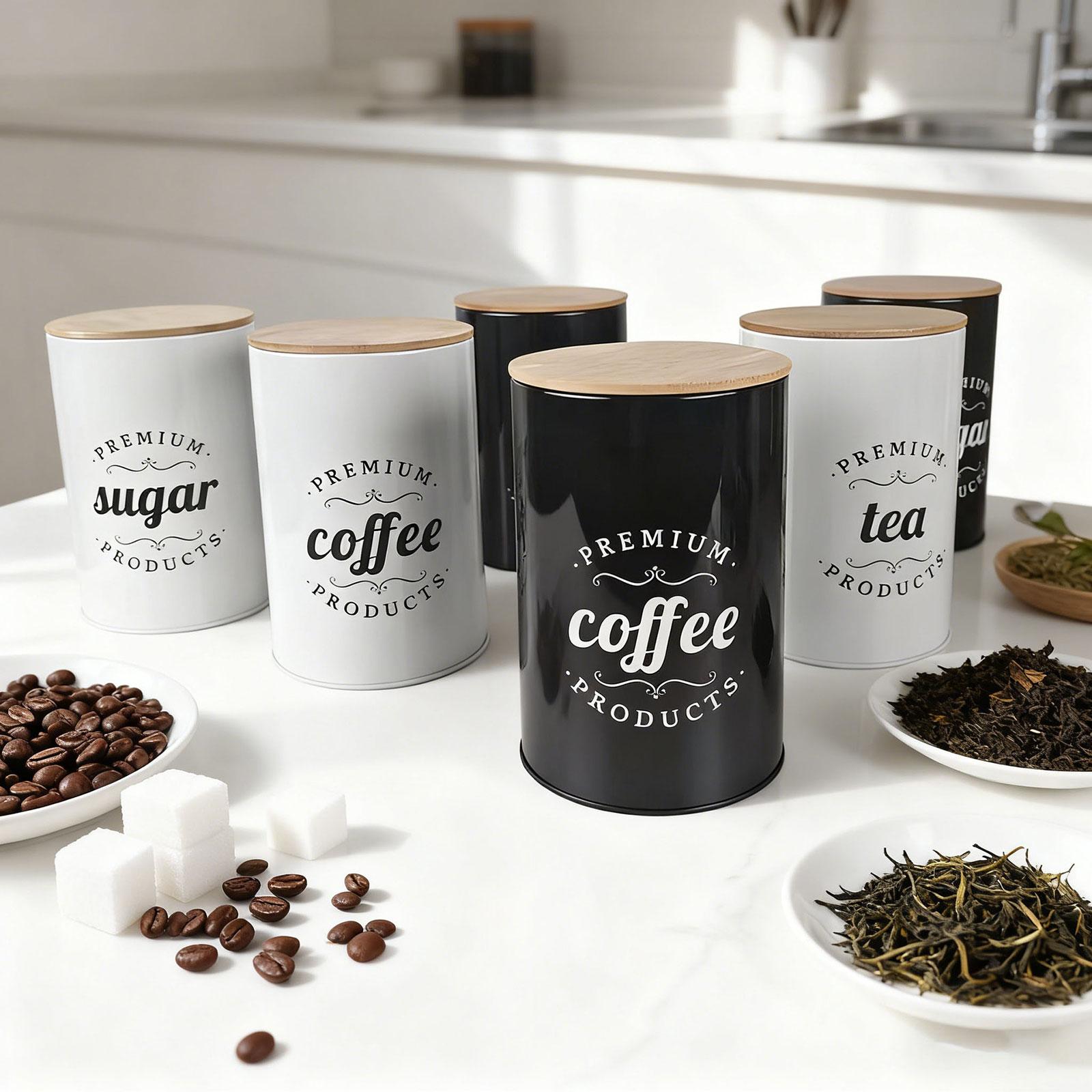 コーヒー、紅茶、砂糖容器、食品保存容器、瓶、装飾ギフト、飾り - Coffee Tea Sugar Container Set のレビューと価格