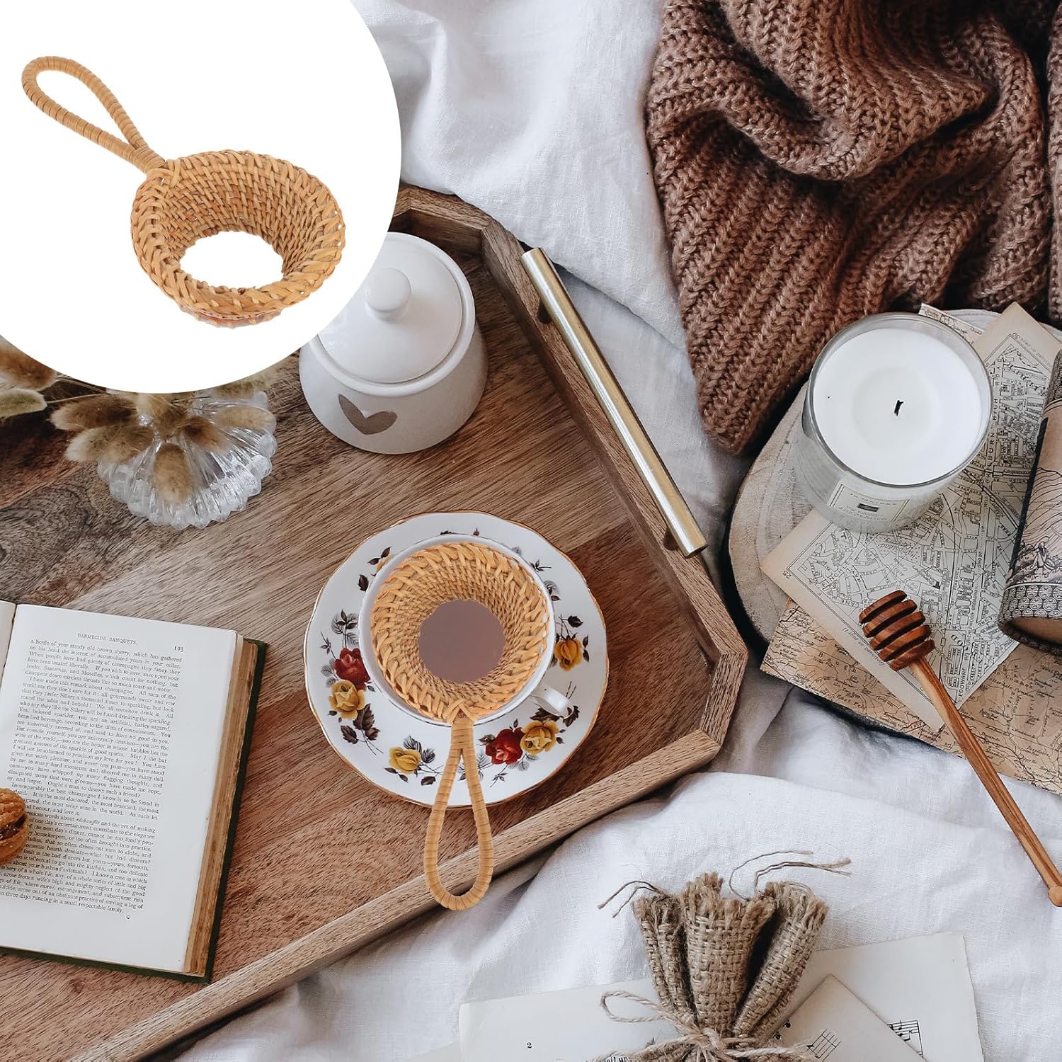 籐製茶こし 手作り茶こし 細かいメッシュ付き ナチュラルスタ - Tea Strainer Mesh のレビューと価格