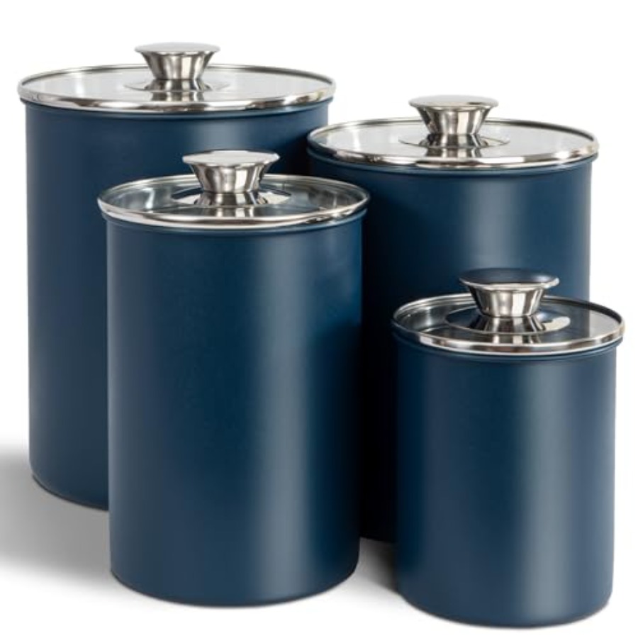ステンレス製食品保存容器4個セット、16/49/85/132 - Coffee Tea Sugar Container Set のレビューと価格