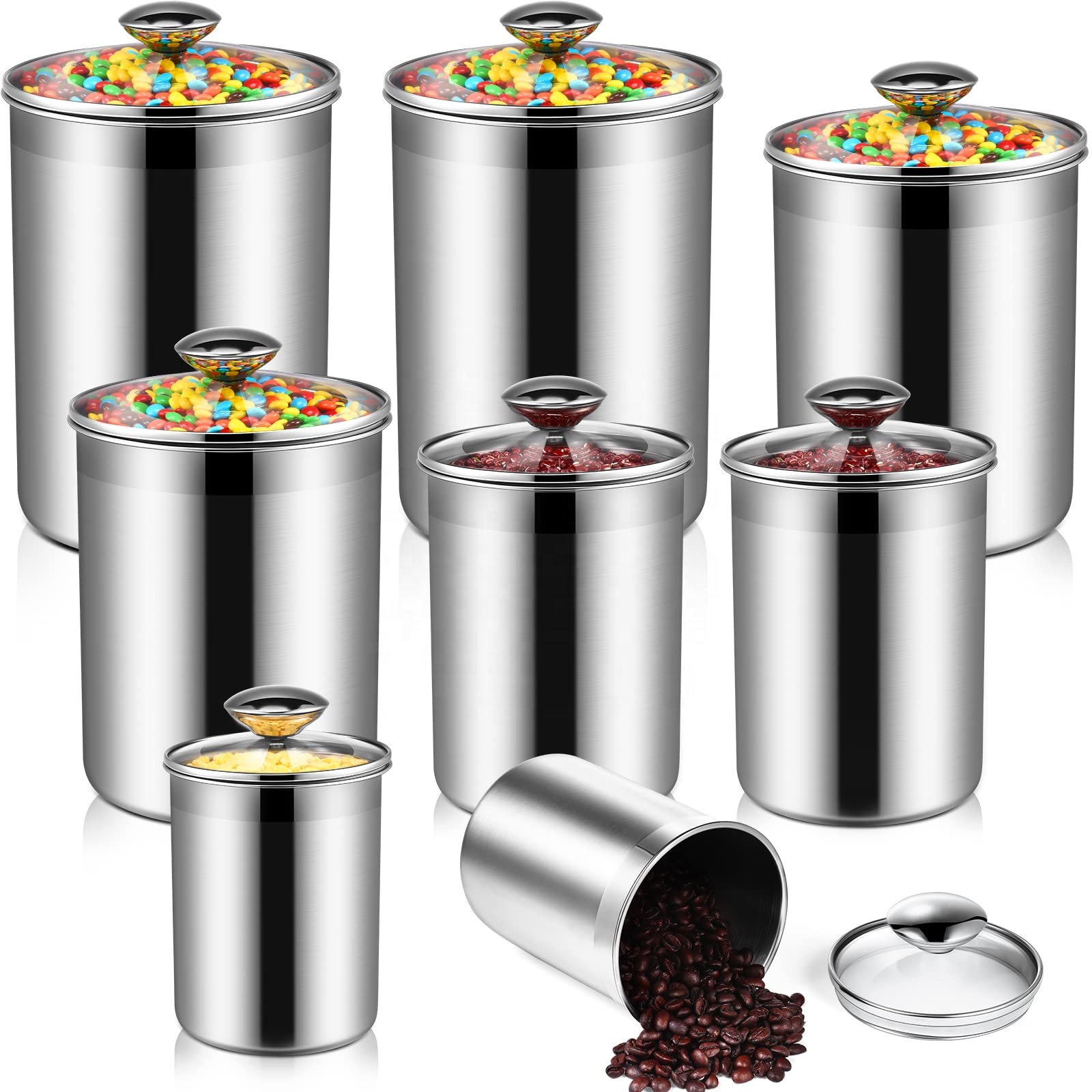 食品保存容器 茶葉 コーヒー 砂糖 小麦粉 密閉 キッチン  - Coffee Tea Sugar Container Set のレビューと価格