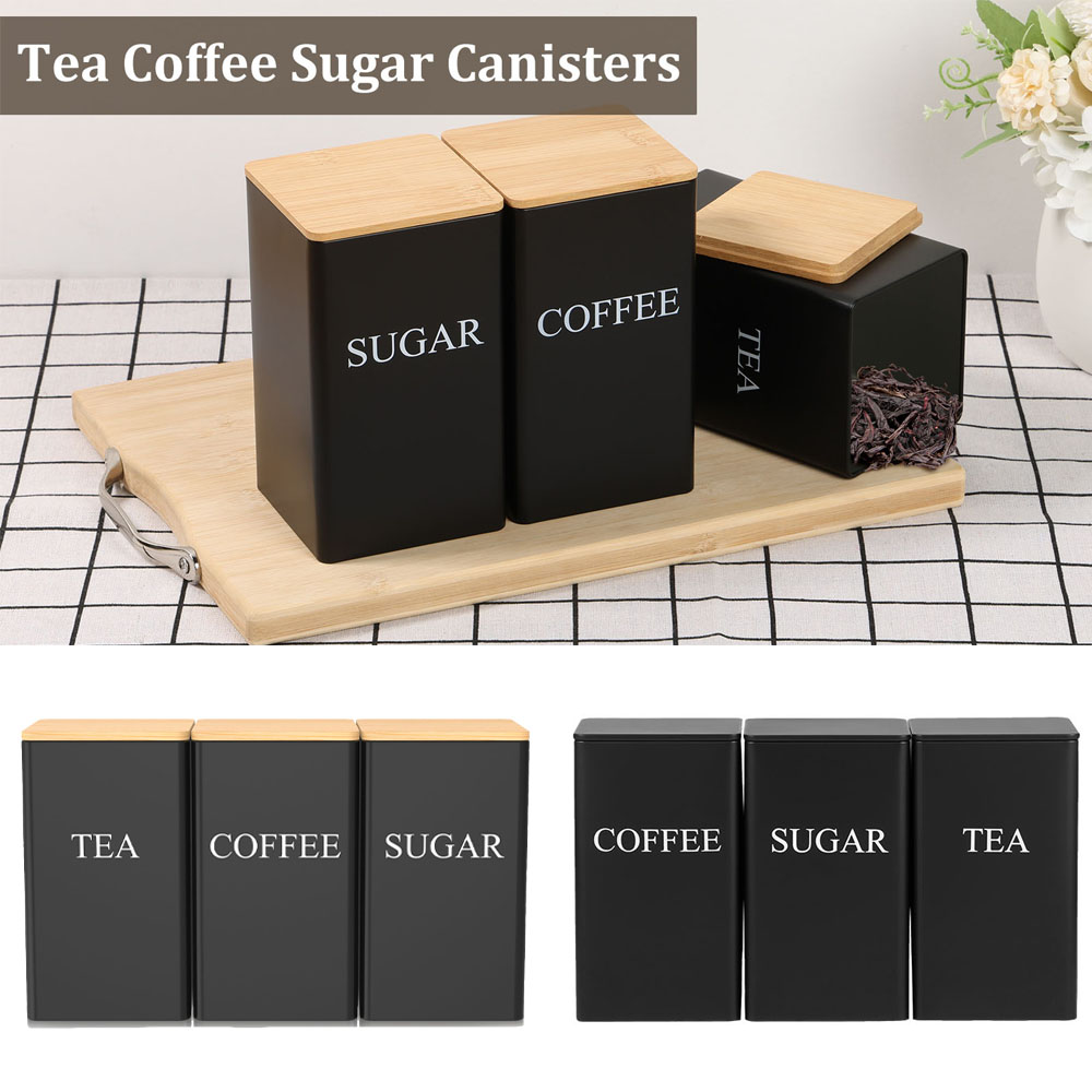 コーヒー豆保存瓶金属コーヒー紅茶砂糖容器シンプルなスタイルの - Coffee Tea Sugar Container Set のレビューと価格