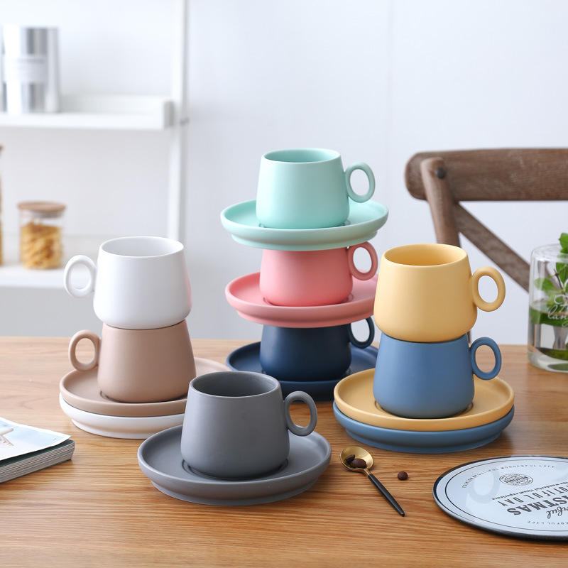 INSマカロンマットセラミックコーヒーカップ＆ソーサー、朝食 - Morning Tea Coffee のレビューと価格